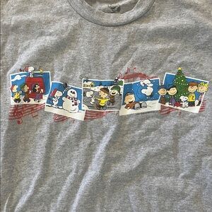 Peanuts Gang Holiday Christmas Graphic Tee - Gray